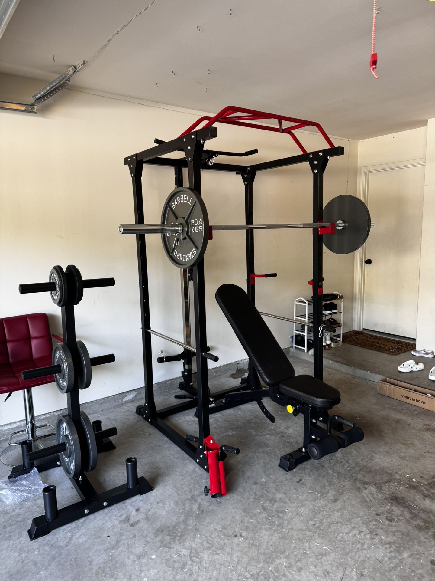 Flash T10 Home Gym Setup Squat Rack, Barbell, Weights And Bench