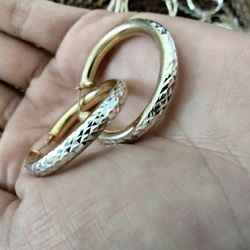 925 Sterling Silver 2 Tones Earrings 