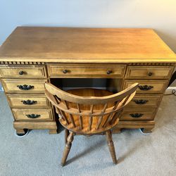 Vintage Hardwood Desk and Swivel Chair