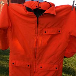 Reversible hunting Coveralls, size XL orange & camo.   Thumbnail