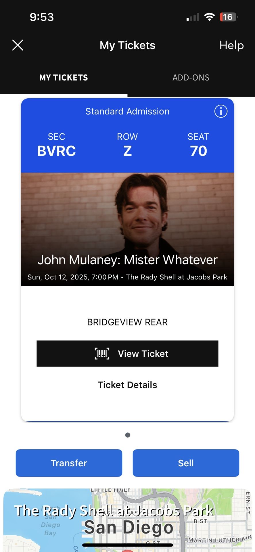 John mulaney Single Ticket At The Rady Shell