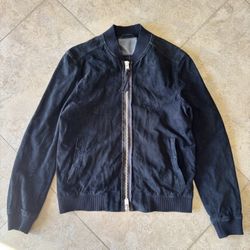 Rare Allsaints Suede Leather Bomber Jacket black Medium