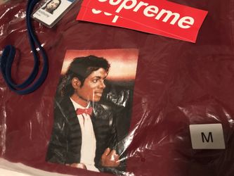 SUPREME X MICHAEL JACKSON CARDINAL HOODIE SIZE: MEDIUM