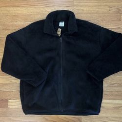 PINK Victoria’s Secret Teddy Sherpa Jacket Women’s Large Black Full Zip NWT Coat