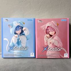 NEW IN BOX SEGA Re:Zero X Stellar Ram Rem Cat Kitty Hoodie Prize Figure Toy Doll Japan Anime
