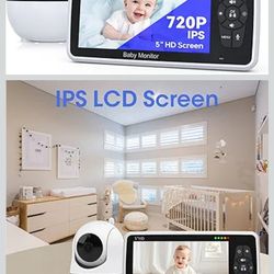 Babystar Baby Monitor with Camera and Audio, 720P HD Resolution 5" Display, 4000mAh Up to 22 Hour Battery, Remote Pan-Tilt-Zoom, No WiFi, VOX, Night V
