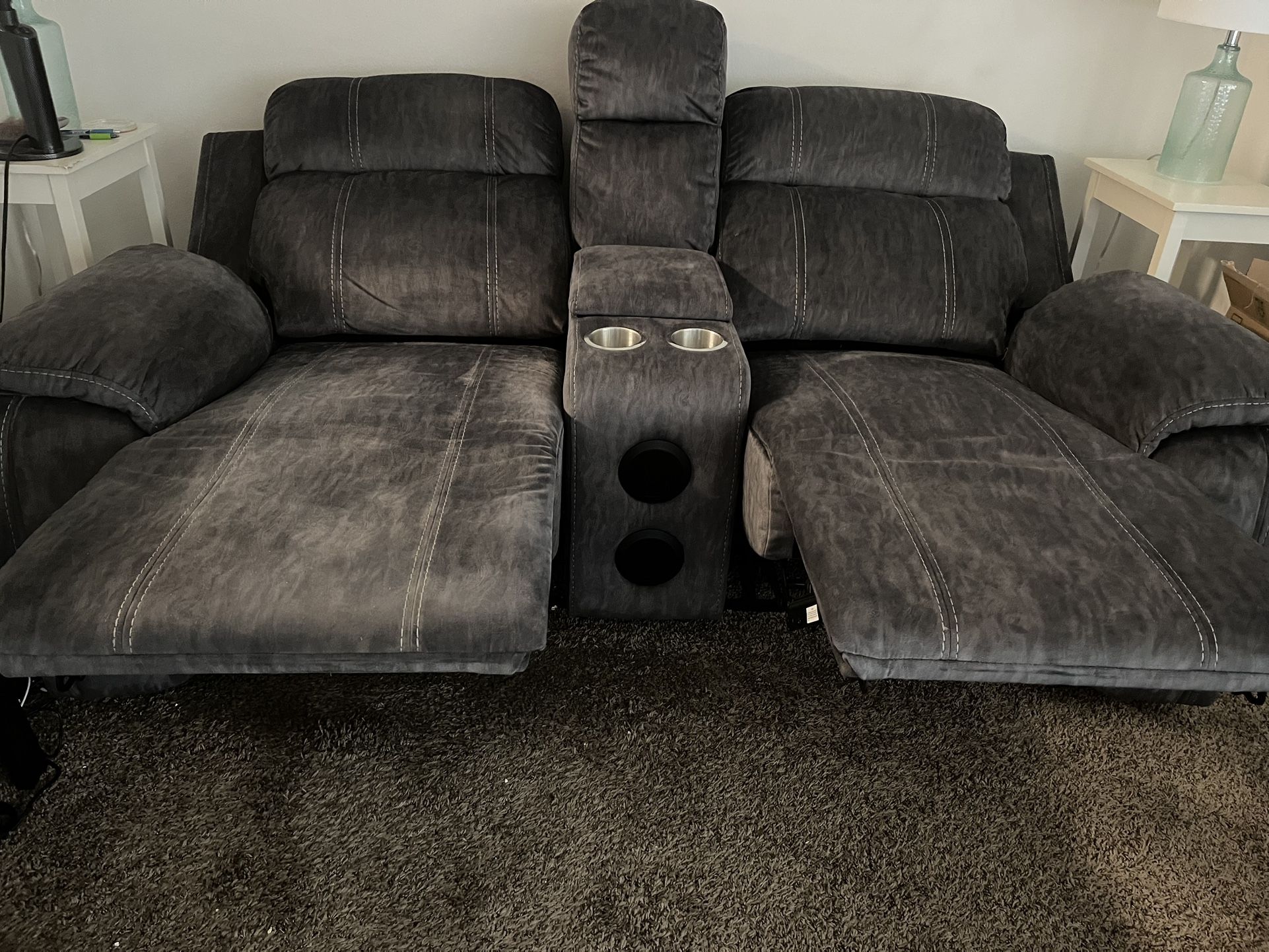 Beautiful Power Reclining Loveseat With Audio