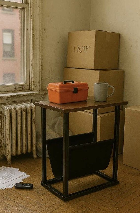 Modern Side Table with Open Storage – Compact & Stylish – $90 OBO