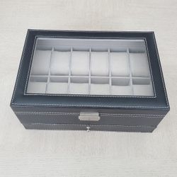 12 Slot Watch Box Jewelry Box With 2 Keys H 5" x L 12" x W 8" (Read Description)