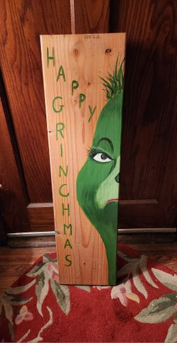 Grinch Handpainted Sign 