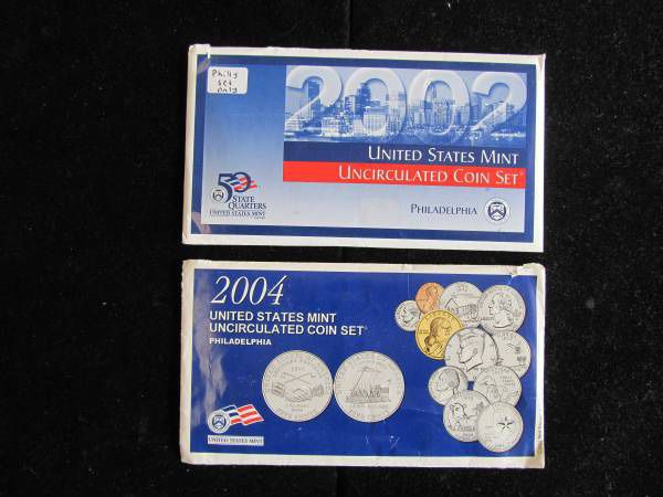 Pair 2002 & 2004 Philly Mint Sets in OGP -- 21 TOTAL STELLAR COINS!