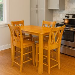 5-Piece Solid Wood Dining Table & Chairs 275 OBO