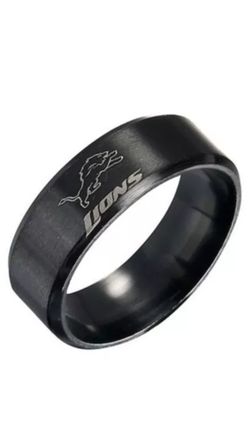 Detriot Lions Black Stainless Steel Ring
