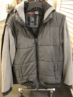 Distortion gray jacket with sweat material and hood