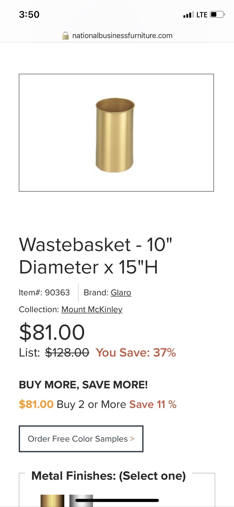 7 Glaro Gold 10” Garbage Pales
