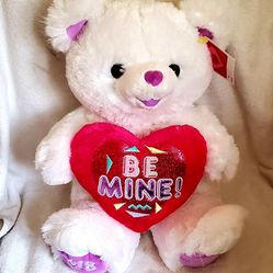 Dan Dee 2018 "Be Mine" White/Lavender Valentine Sweetheart Teddy Bear 18"