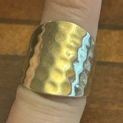 925 sterling silver gold tone ring v21 5.85g size 7  Seta