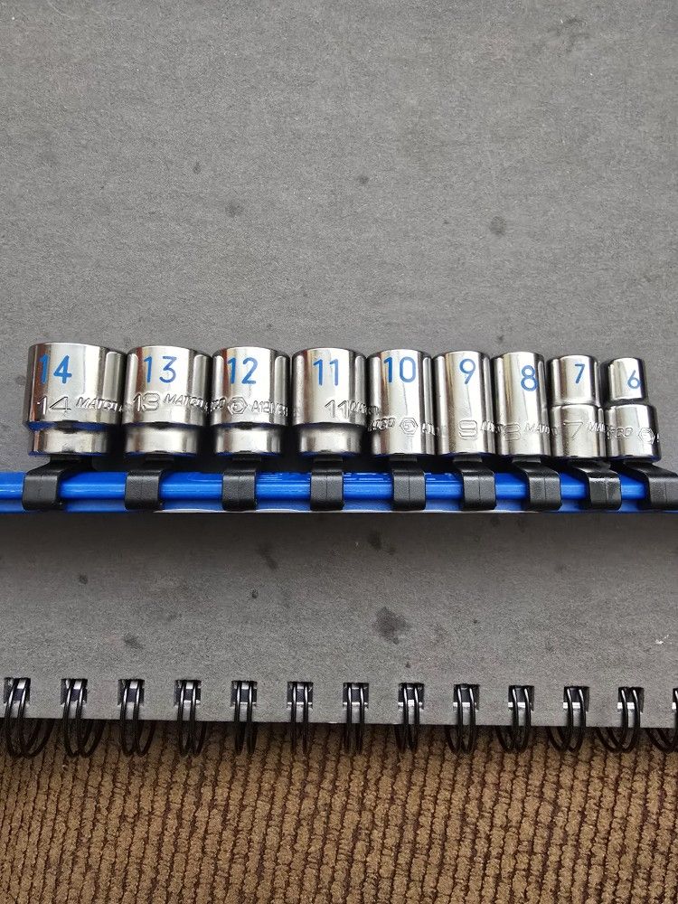 Matco 1/4" drive 9 piece Metric 12 point chrome socket set- Read description