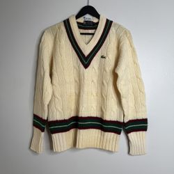 Mens Vintage Lacoste Woven Tennis Sweater