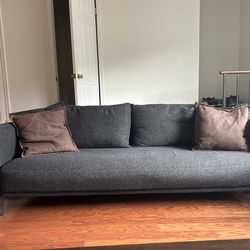 Mid Century Modern Charcoal Couch (83in long)