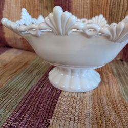 Vintage Square Milk Glass Pedestal Dish