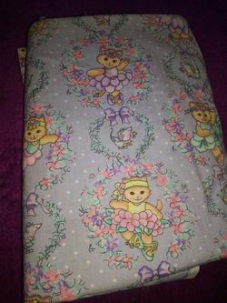 3 yards purple cat and mouse fabric