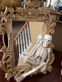 Gothic Skeleton Mirror with Gold Baroque Frame
