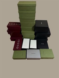 25pc Authentic Luxury Shoe Box Lot: Gucci, Saint Laurent, Balenciaga + Tissue
