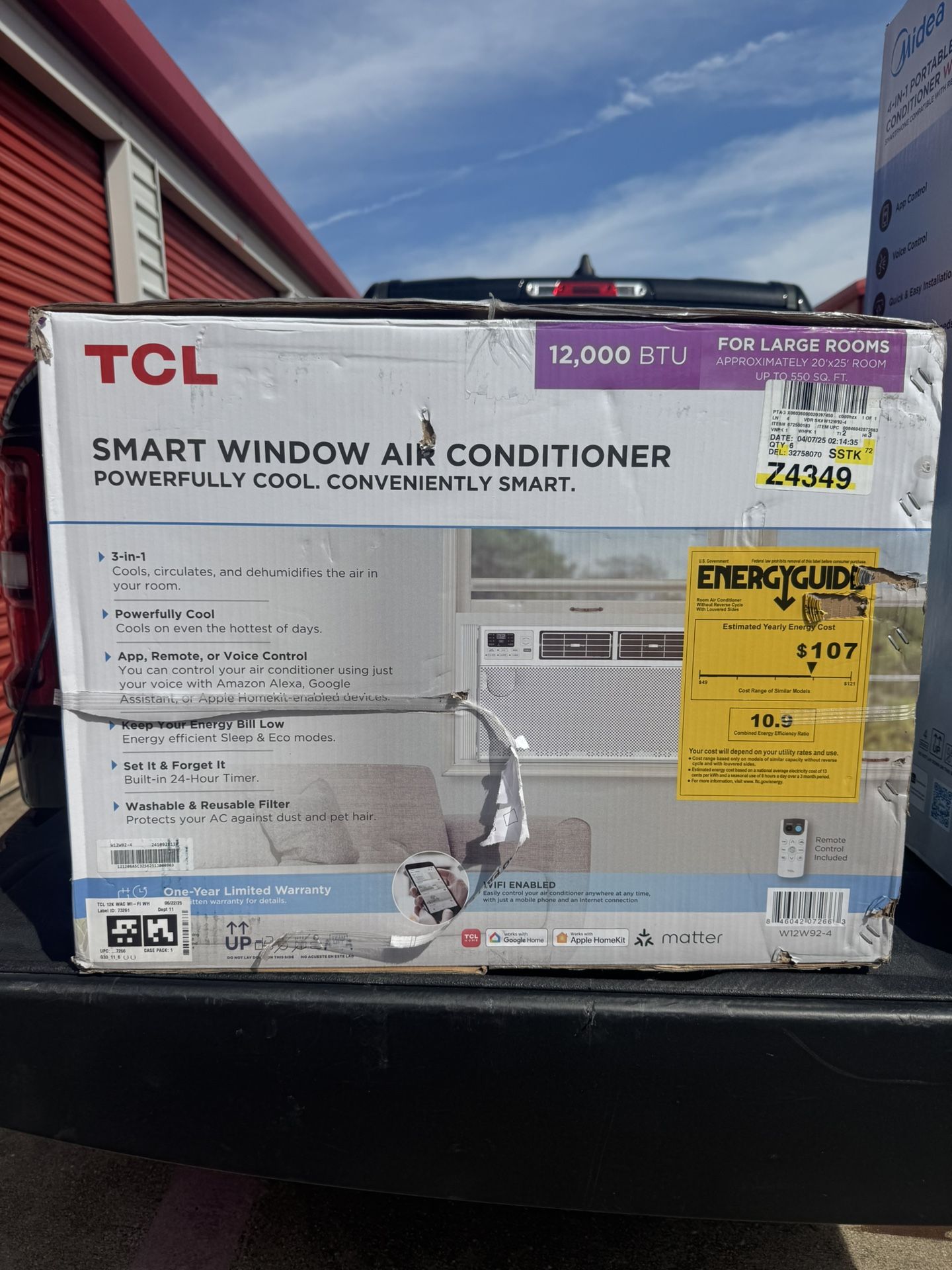 TCL 12,000 BTU 550 sq. ft. Smart Window Air Conditioner with Fan & Dehumidifier, White