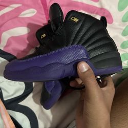 jordan 12's purple and black kids 