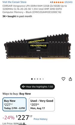 CORSAIR Vengeance LPX DDR4 RAM 32GB