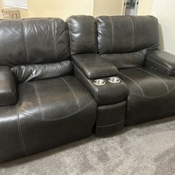 Dark Grey Leather Living Room Sofas
