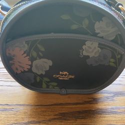 Blue Floral Coach Over The Shoulder Bag 