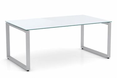 Modern White Glass Desk (O-Leg Base) β Starting from $500