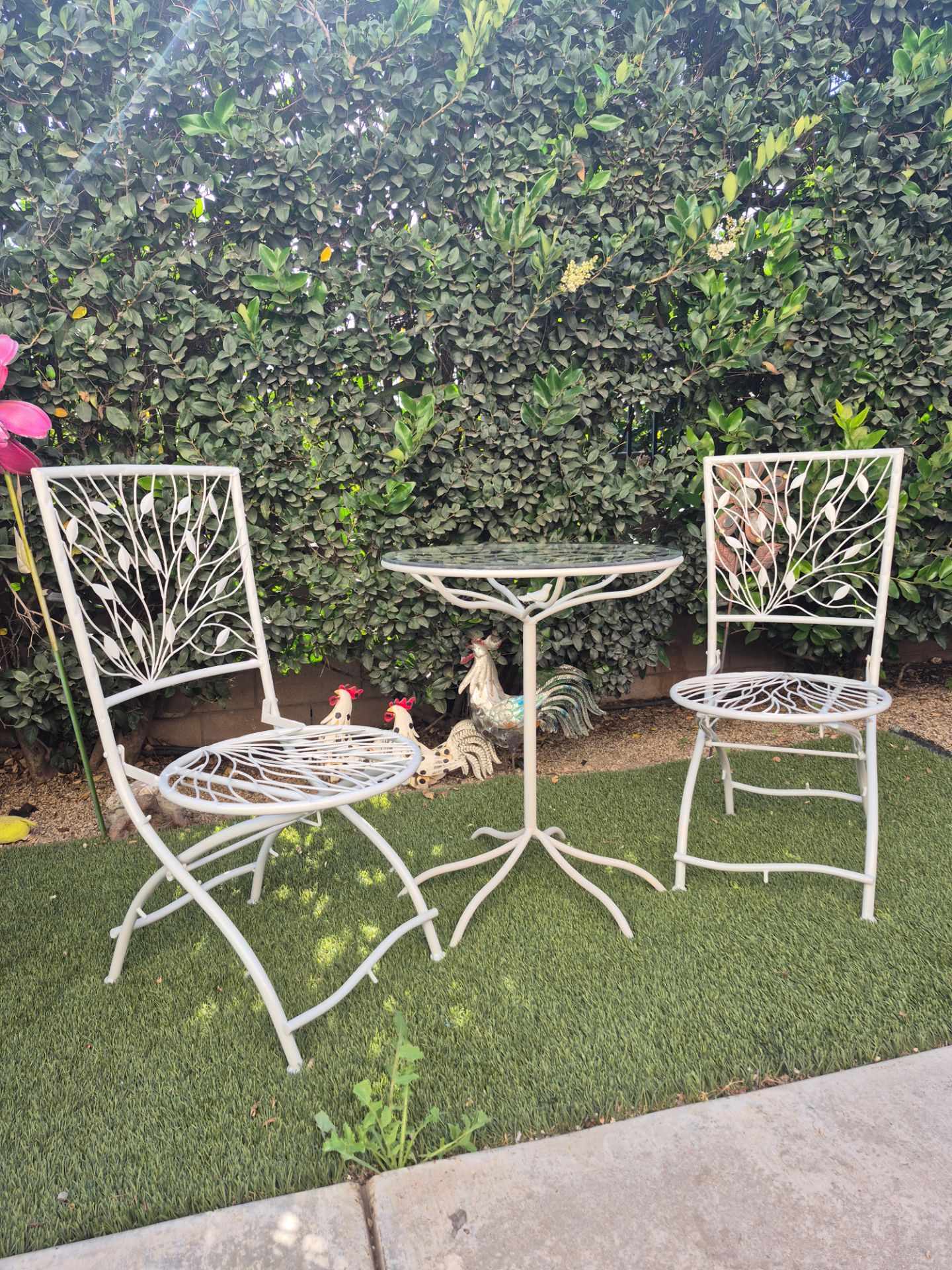 Bistro table and chairs set of 3 color: gray