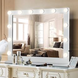 Vanity Mirror with Lights, 32 Inch Hollywood Lighted Makeup Mirror with 12 Dimmable LED Bulbs for Dressing Room, Tabletop, White