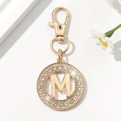 Brand New Glamorous Rhinestone-Encrusted Alphabet Keychain & Bag Charm