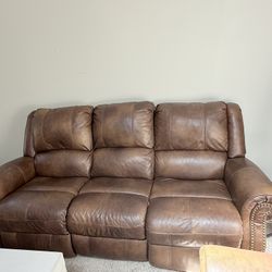 Leather Couch Electric Reclining Ends