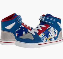 Sonic The Hedgehog High Top Sneakers for Boys - Sonic Sneaker Ankle Hightops Lightweight Breathable Casual Shoes, Size 4 big kids