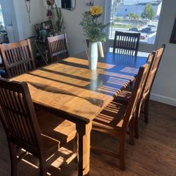 Solid Wood Dining Table & Chairs (6)