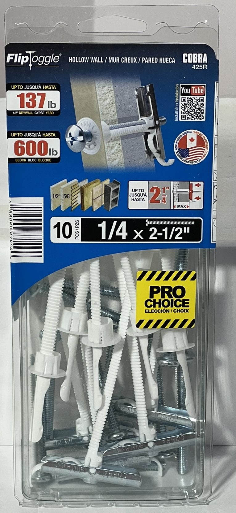 FLIPTOGGLE 1/4 in. x 2-1/2 in. Toggle Bolt (10-Pack)