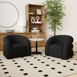 Coyle Upholstered Swivel Barrel Chair (Set of 2)