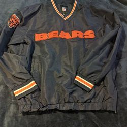 CHICAGO BEARS Mens Medium Sewn Authentic NFL Pullover Windbreaker Jacket

