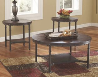 Signature Design by Ashley Sandling Living Room Table Set  Includes Coffee Table with 2 side tables 