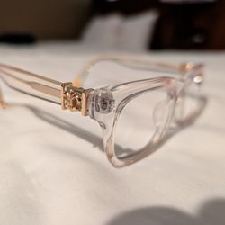 White And Gold clear  Chrome Hearts Glasses ((No Lenses))