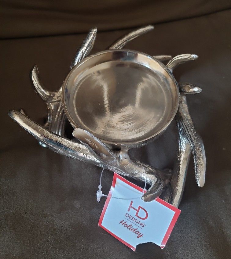 HD Designs Holiday Antler Pillar Candle Holder - Silver

