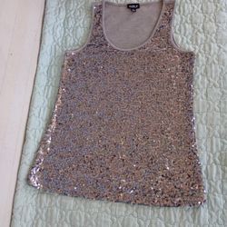 Allen B. By Allen Schwartz gray Sequin tank top Sz Small