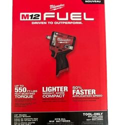 Milwaukee 2563-20 M12 FUEL 12V 1/2" Stubby Brushless Impact Wrench 