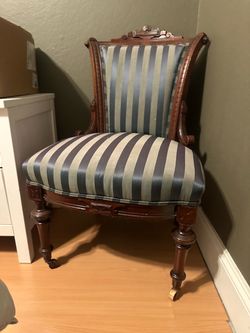2 Antique Victorian Carved Walnut Parlor Chair