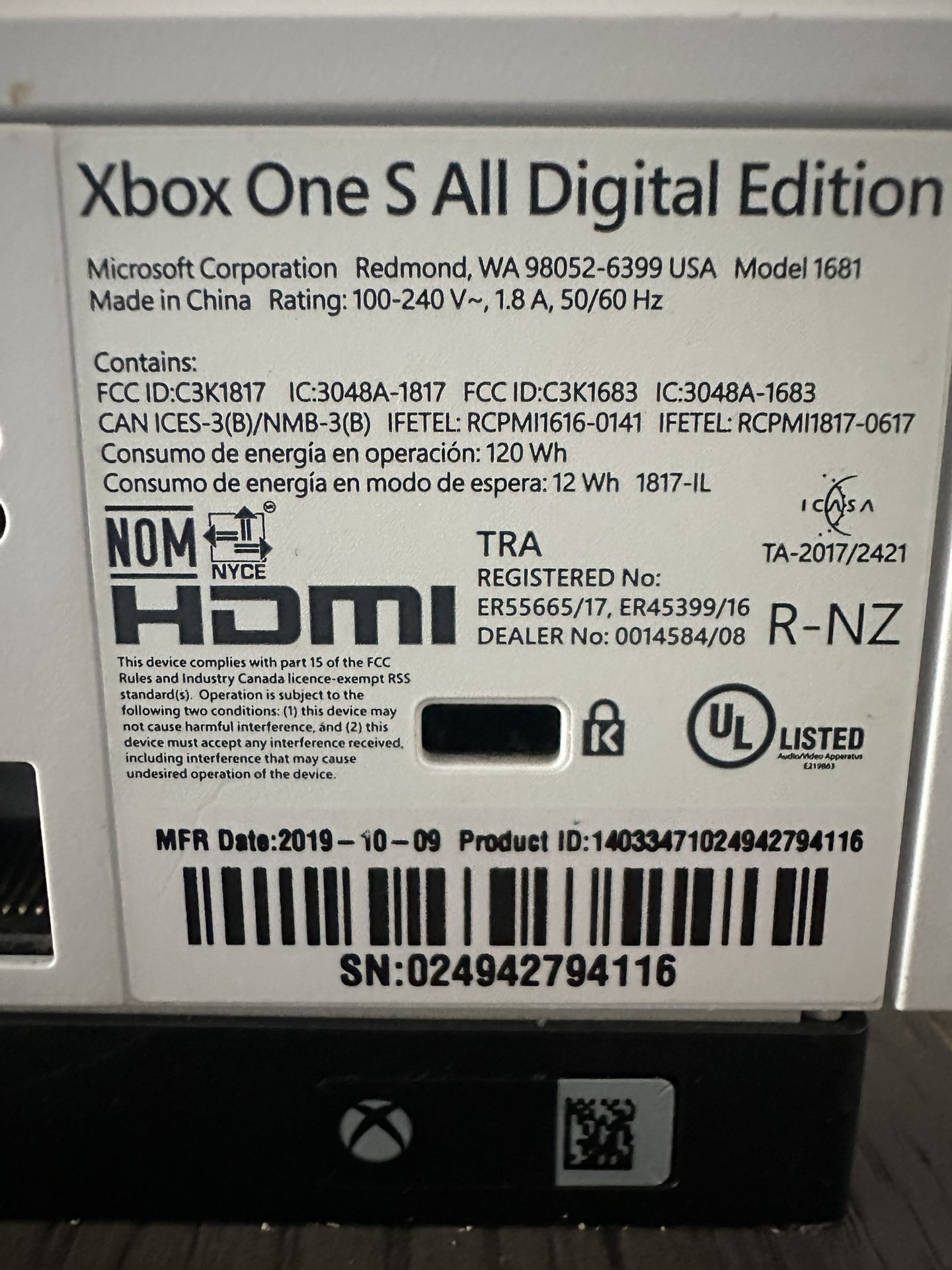 Xbox one S All digital edition